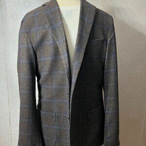 Spada Roma Mens Gray Plaid Wool Single Breasted Two Button Blazer Size 52